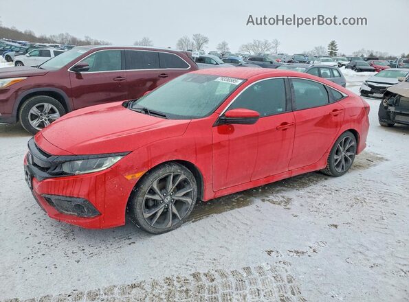 2HGFC2F80KH545562 2019 HONDA CIVIC Красный Передняя левая четверть
