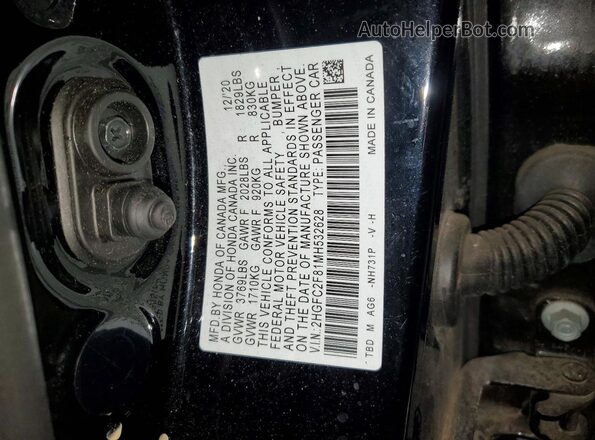2HGFC2F81MH532628 2021 HONDA CIVIC Черный Вид подкапотного пространства