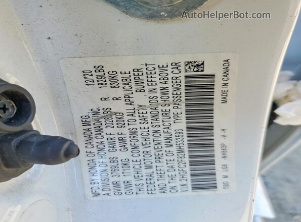 2HGFC2F82MH533593 2021 HONDA CIVIC White Engine compartment view