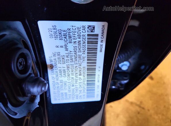 2HGFC2F83LH595308 2020 HONDA CIVIC Черный Вид подкапотного пространства