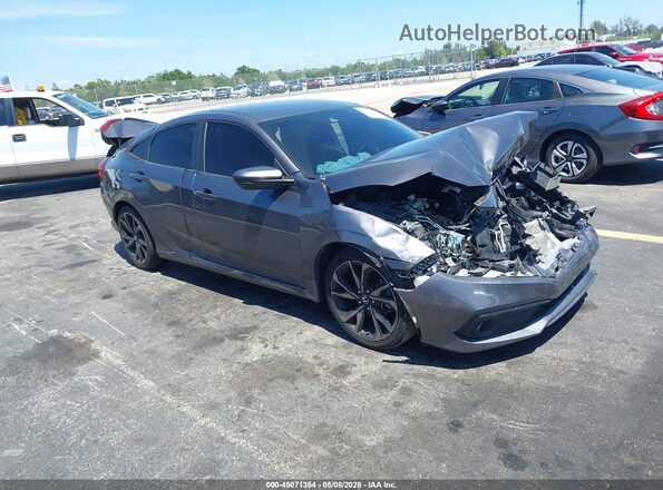 2HGFC2F89KH606682 2019 HONDA CIVIC Серый Передняя правая четверть