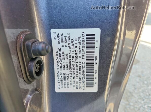 2HGFC3A54HH750720 2017 HONDA CIVIC Серый Вид подкапотного пространства