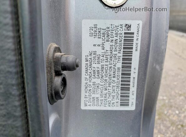 2HGFC3B32LH351598 2020 HONDA CIVIC Silver ძრავის განყოფილების ხედი