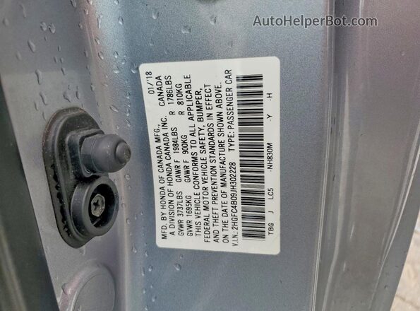 2HGFC4B09JH302228 2018 HONDA CIVIC Silver ძრავის განყოფილების ხედი