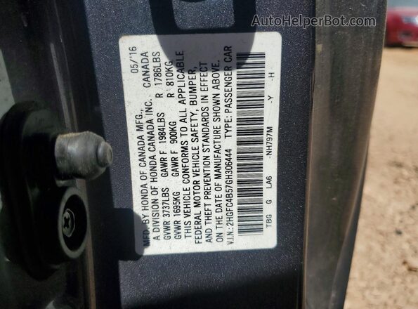 2HGFC4B57GH306444 2016 HONDA CIVIC Gray Widok komory silnika