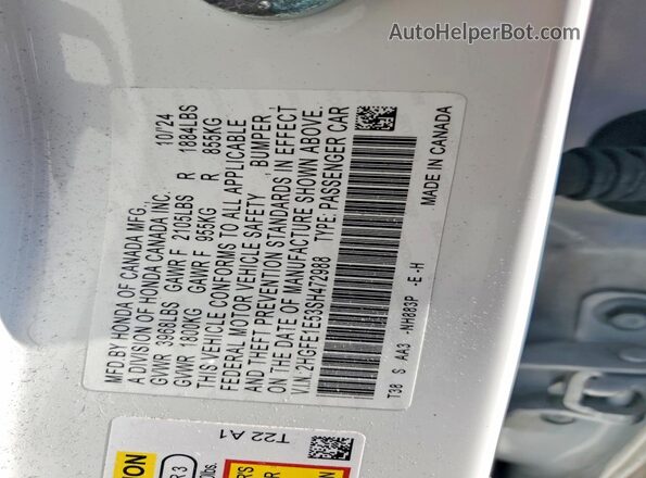 2HGFE1E53SH472988 2025 HONDA CIVIC White Engine compartment view