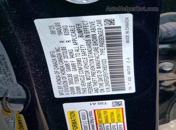2HGFE2F51TH501023 2026 HONDA CIVIC Black Widok komory silnika