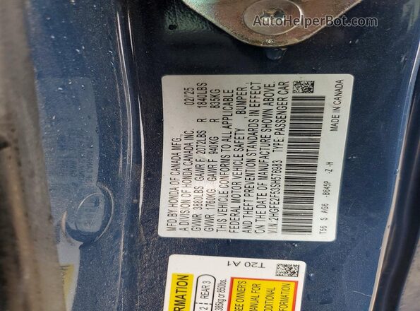 2HGFE2F53SH576983 2025 HONDA CIVIC Blue Widok naklejki z numerem VIN