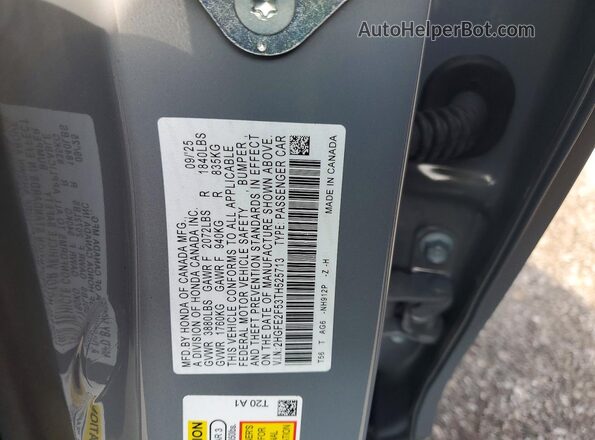 2HGFE2F53TH525713 2026 HONDA CIVIC Gray VIN sticker view