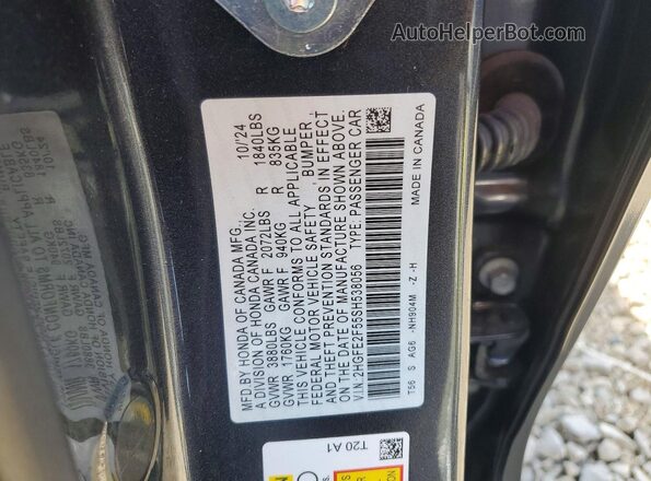 2HGFE2F55SH538056 2025 HONDA CIVIC Gray Вид наклейки з VIN-кодом
