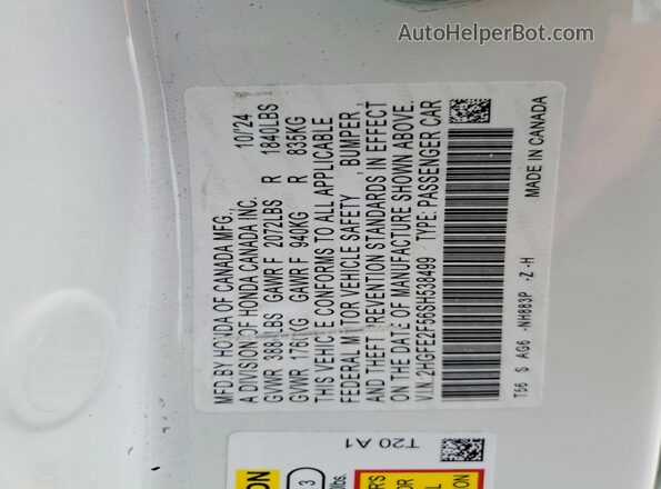 2HGFE2F56SH538499 2025 HONDA CIVIC Белый Вид подкапотного пространства