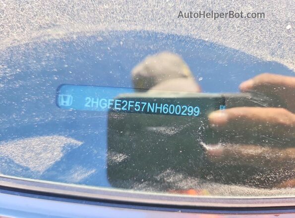 2HGFE2F57NH600299 2022 HONDA CIVIC Серый Вид подкапотного пространства