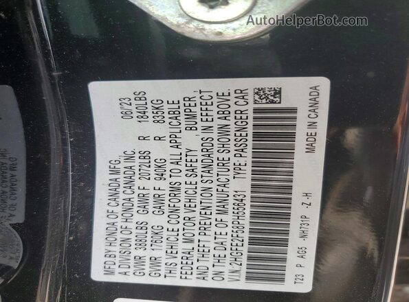 2HGFE2F58PH556431 2023 HONDA CIVIC Black VIN sticker view