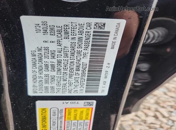 2HGFE2F58SH542327 2025 HONDA CIVIC Black Vista de la etiqueta del VIN