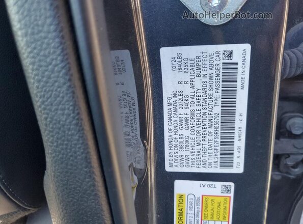 2HGFE2F59RH555792 2024 HONDA CIVIC Gray Widok naklejki z numerem VIN