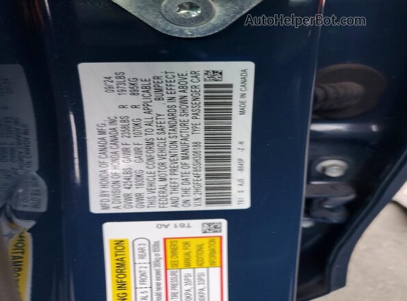2HGFE4F85SH306188 2025 HONDA CIVIC Blue Vista del compartimento del motor