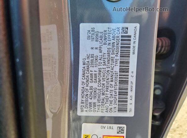 2HGFE4F87SH306287 2025 HONDA CIVIC Серый Вид подкапотного пространства