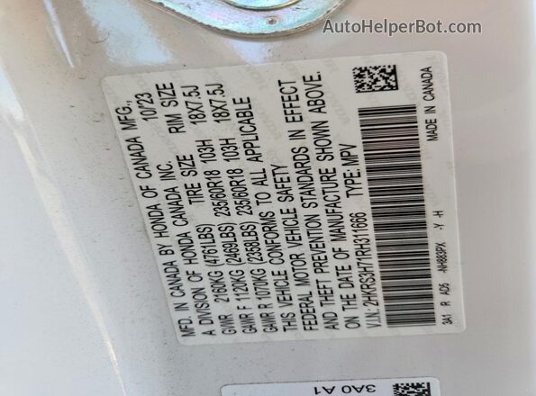 2HKRS3H71RH311666 2024 HONDA CR-V Белый Вид наклейки с VIN-кодом