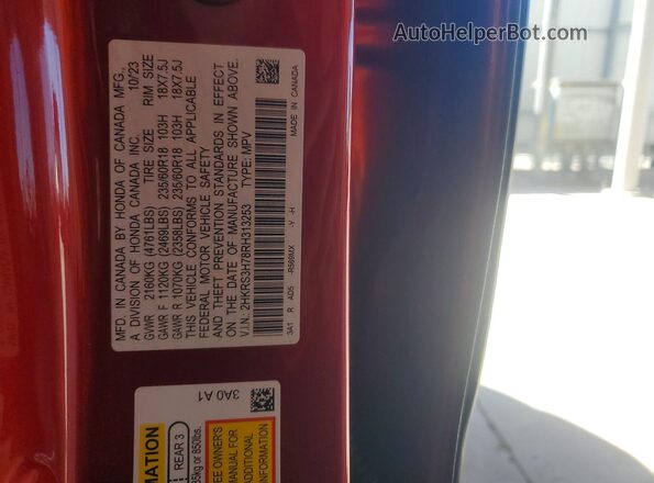 2HKRS3H78RH313253 2024 HONDA CR-V Красный Вид наклейки с VIN-кодом