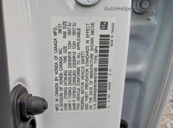 2HKRW2H81MH670189 2021 HONDA CRV Белый Вид подкапотного пространства
