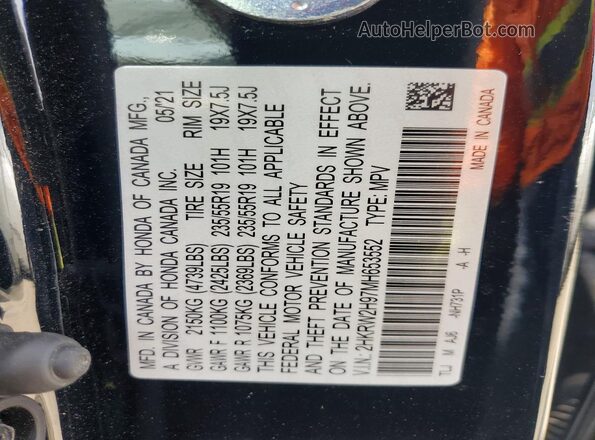 2HKRW2H97MH653552 2021 HONDA CR-V Black Vista interior de 360 grados