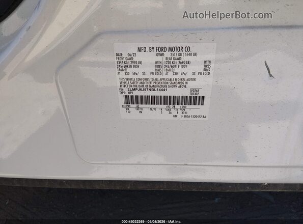 2LMPJ6J97NBL14441 2022 LINCOLN NAUTILUS White Vista del compartimento del motor