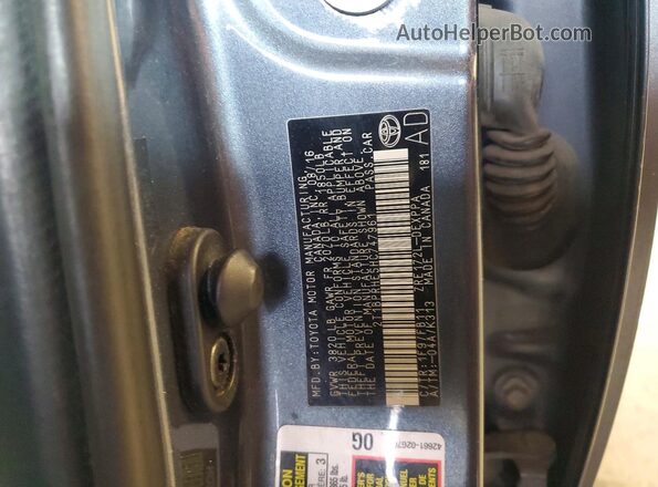 2T1BPRHE5HC747961 2017 TOYOTA COROLLA Gray VIN կոդի պիտակի տեսք