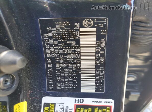 2T1BURHE0GC528607 2016 TOYOTA COROLLA Black ძრავის განყოფილების ხედი