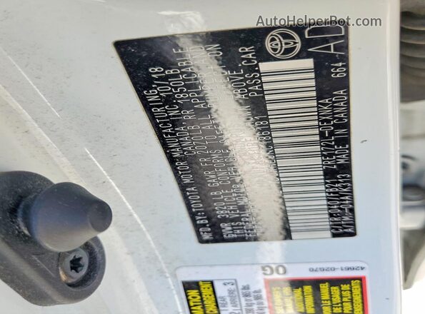 2T1BURHE0KC186181 2019 TOYOTA COROLLA White Widok naklejki z numerem VIN