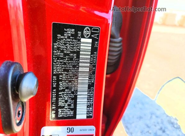 2T1BURHE1JC074701 2018 TOYOTA COROLLA Красный Вид подкапотного пространства