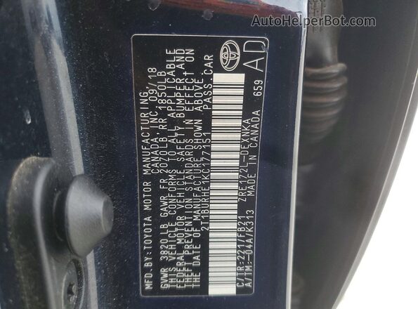 2T1BURHE1KC177151 2019 TOYOTA COROLLA Black Widok komory silnika