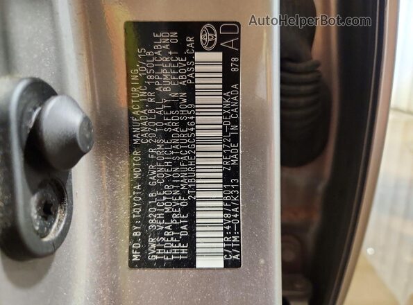 2T1BURHE2GC546459 2016 TOYOTA COROLLA Серый Вид наклейки с VIN-кодом