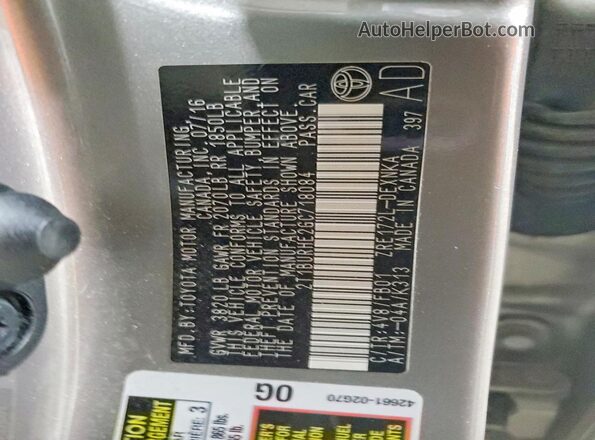 2T1BURHE2GC718084 2016 TOYOTA LL Silver Вид підкапотного простору