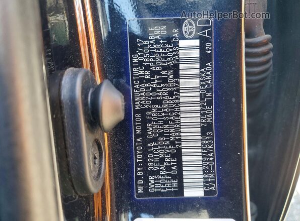 2T1BURHE2HC837173 2017 TOYOTA COROLLA Black VIN კოდის სტიკერის ხედი