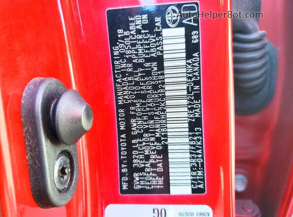 2T1BURHE2KC182181 2019 TOYOTA COROLLA Red Вид підкапотного простору