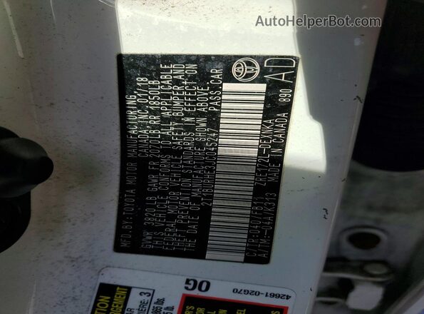 2T1BURHE3JC045247 2018 TOYOTA COROLLA White Շարժիչի բաժամունքի տեսք