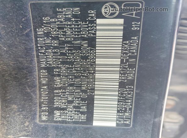 2T1BURHE4HC769667 2017 TOYOTA COROLLA Black Շարժիչի բաժամունքի տեսք