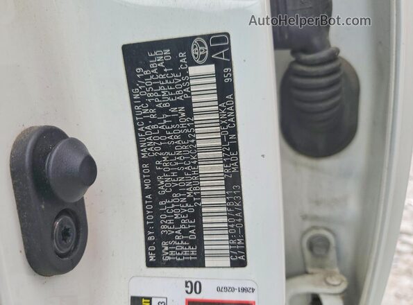 2T1BURHE4KC242512 2019 TOYOTA COROLLA Белый Вид подкапотного пространства