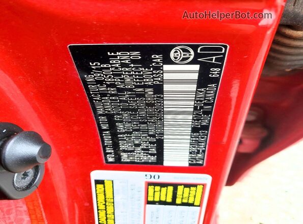 2T1BURHE5GC509373 2016 TOYOTA COROLLA Red Vista del compartimento del motor