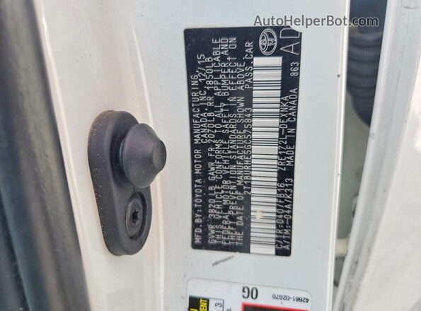 2T1BURHE5GC575843 2016 TOYOTA COROLLA Белый Вид наклейки с VIN-кодом