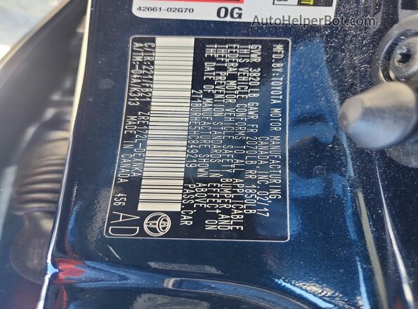 2T1BURHE5HC849219 2017 TOYOTA COROLLA Blue ძრავის განყოფილების ხედი