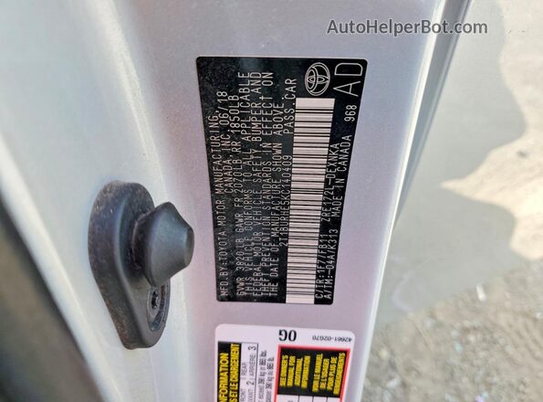 2T1BURHE5KC140409 2019 TOYOTA COROLLA Серебряный Вид подкапотного пространства