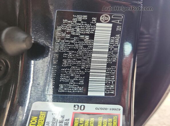 2T1BURHE6GC616920 2016 TOYOTA COROLLA Black ძრავის განყოფილების ხედი