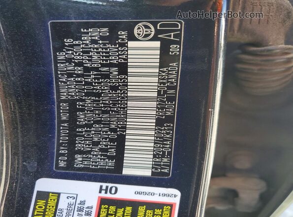 2T1BURHE6GC650159 2016 TOYOTA LL Черный Вид подкапотного пространства