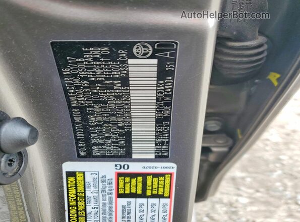 2T1BURHE6HC828105 2017 TOYOTA COROLLA Серый Вид подкапотного пространства