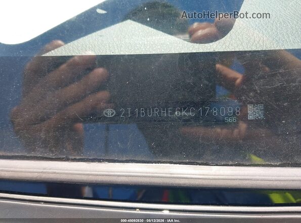 2T1BURHE6KC178098 2019 TOYOTA LL Синий Вид подкапотного пространства