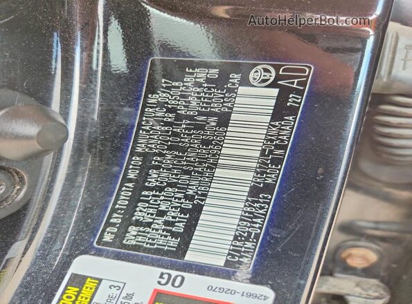 2T1BURHE7HC962606 2017 TOYOTA COROLLA Черный Вид наклейки с VIN-кодом