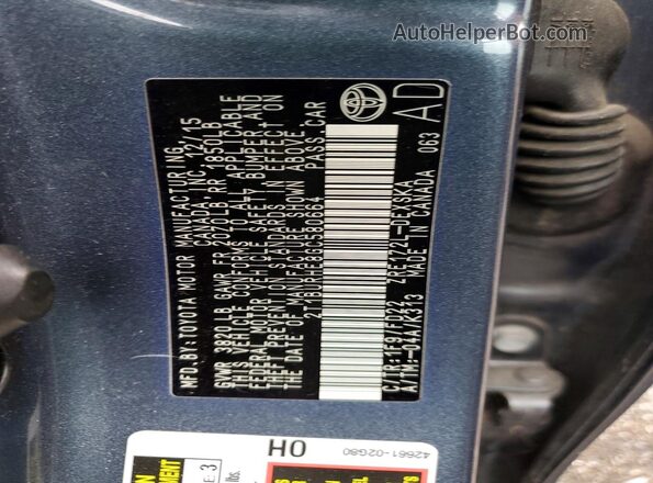 2T1BURHE8GC580664 2016 TOYOTA COROLLA Blue ძრავის განყოფილების ხედი