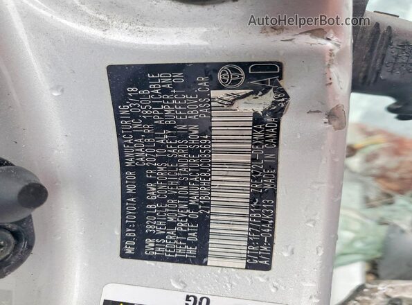 2T1BURHE8JC085694 2018 TOYOTA COROLLA Серебряный Вид подкапотного пространства