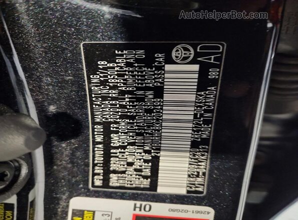 2T1BURHE8KC203499 2019 TOYOTA COROLLA Черный Вид подкапотного пространства